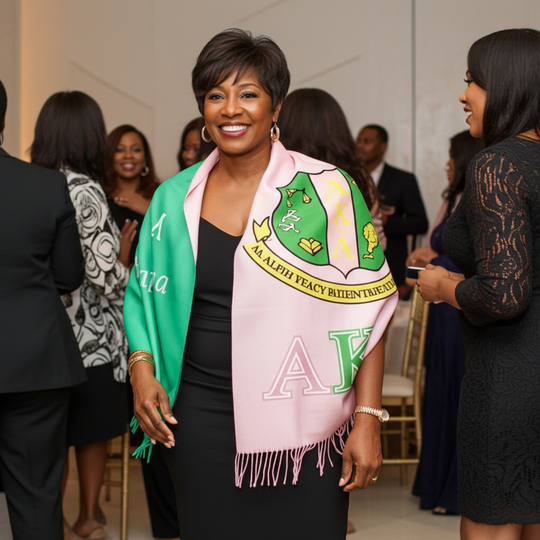 AKA Sorority Pale Pink & Green Fashion Shawl Scarf