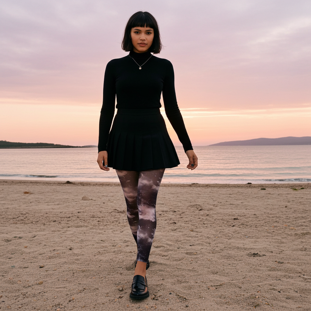 Medias sin pies de galaxia blanca 