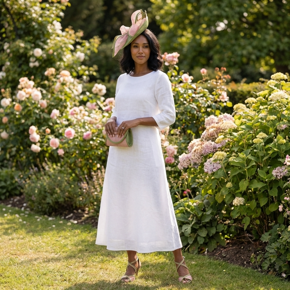 Pink & Green Sinamay Saucer Fascinator Hat