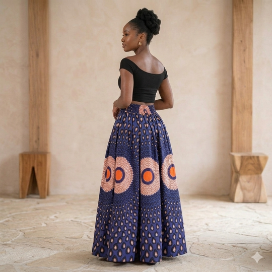 Langer Maxirock: Rosa Dashiki
