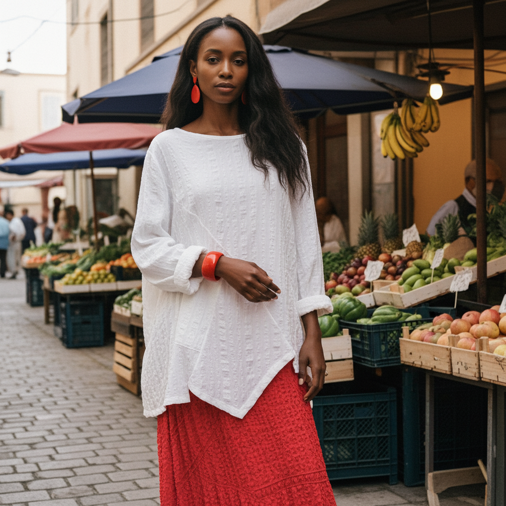 Pebble Textured Long Sleeve Top