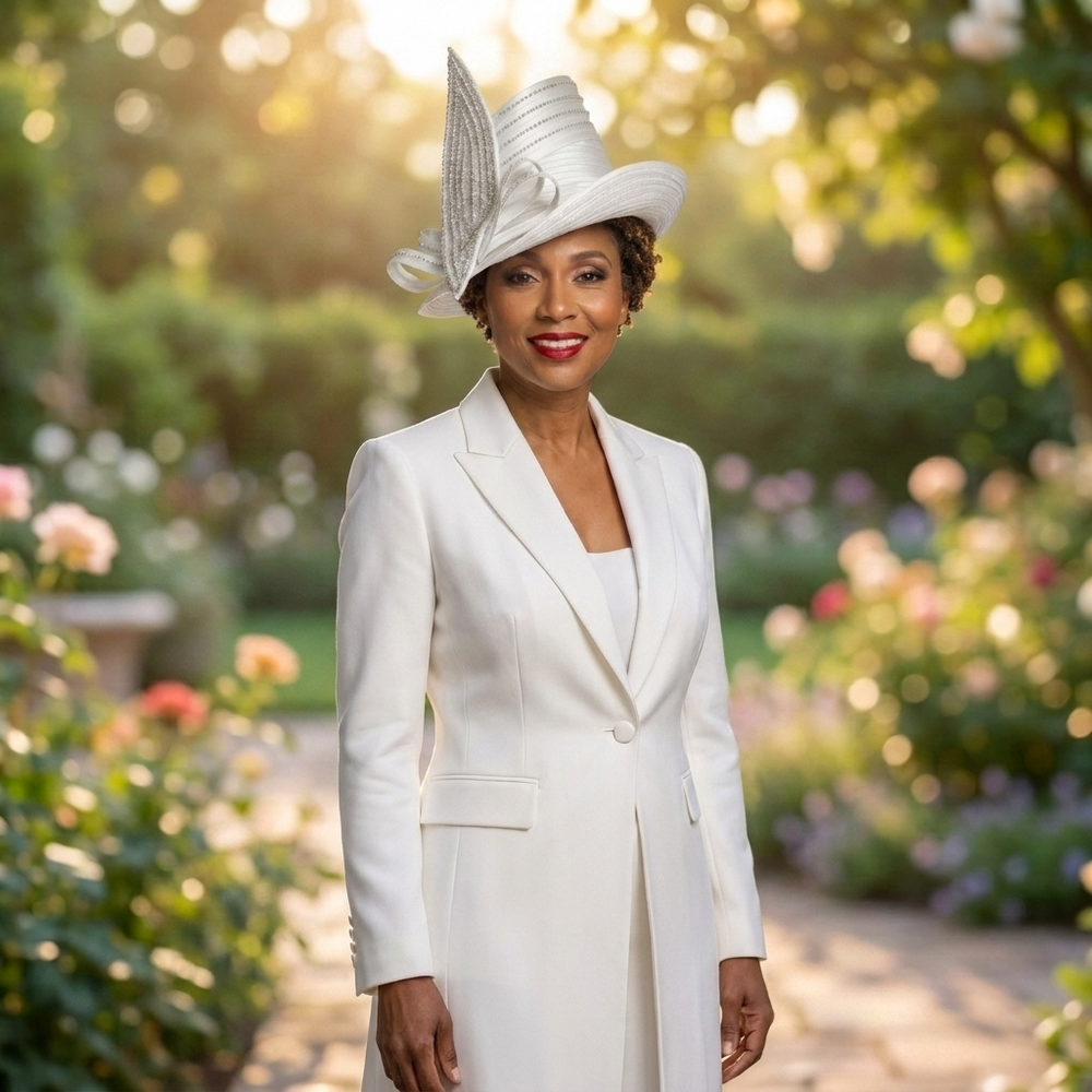 White Tall Crown Satin Bow Hat
