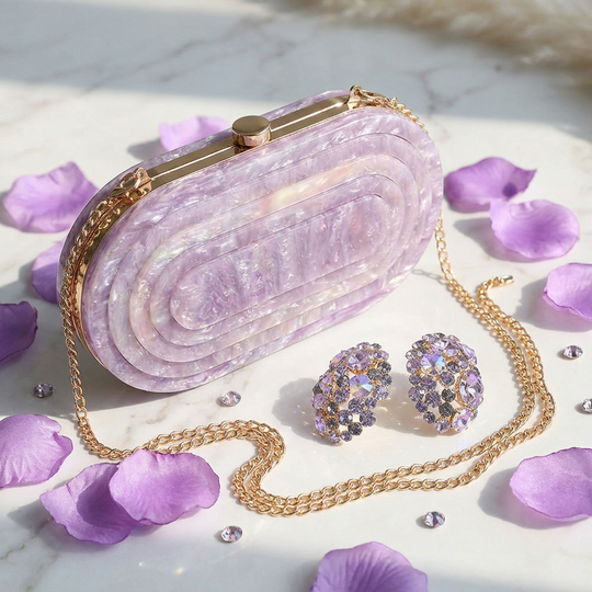 Lavender Deco Clutch – Acrylic Crossbody & Evening Bag