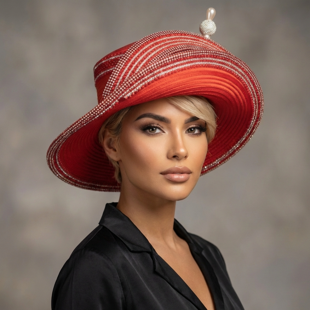 Sombrero de ala ancha con diseño de Sombrerero Loco y diamantes de imitación, color azul marino