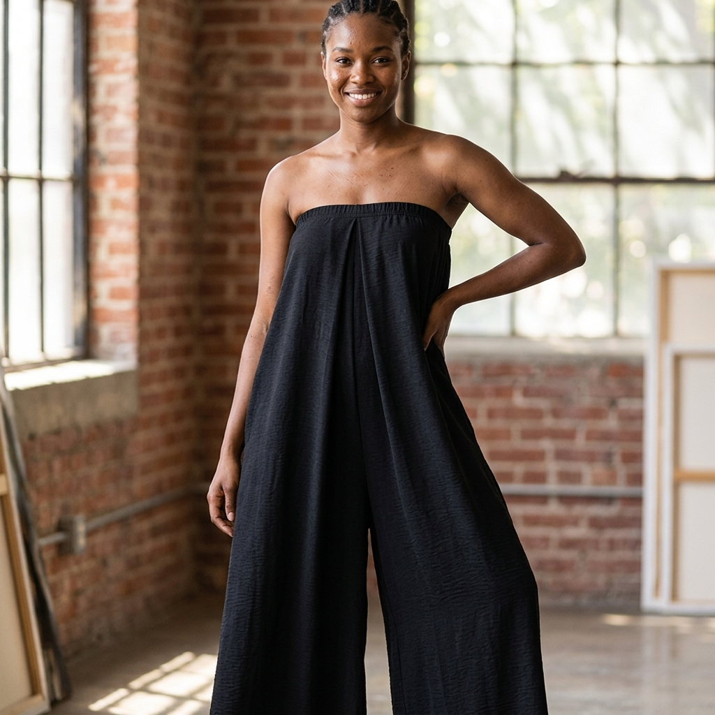 Strapless Flowy Jumpsuit - Black