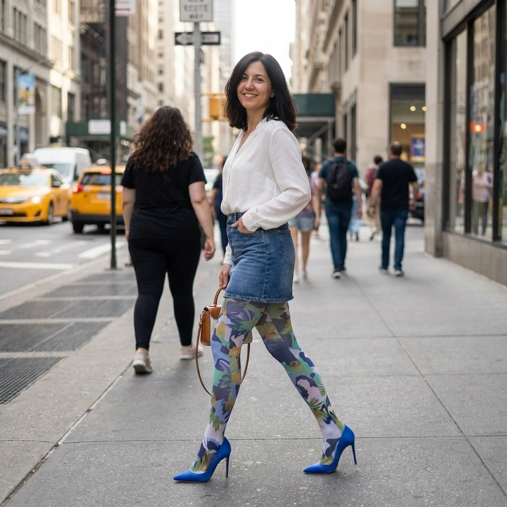 Green Camo Printed Tights