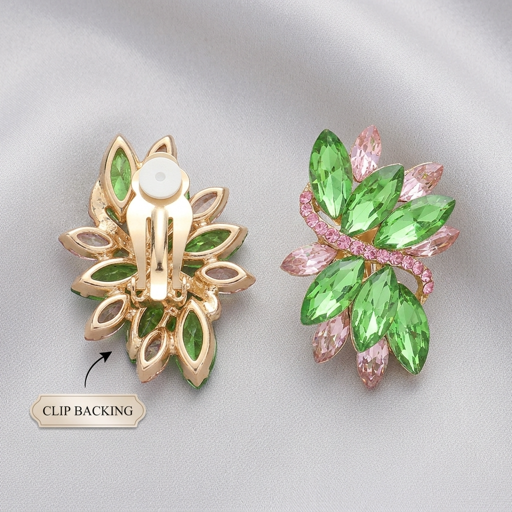 Delicados pendientes de flores: rosa y verde