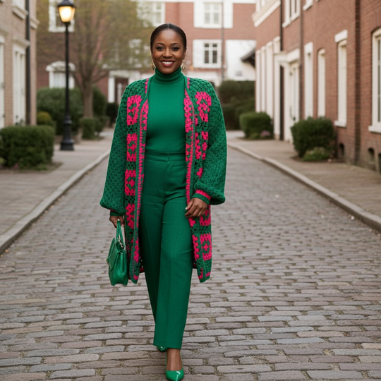 Two-Tone Floral Square Crochet Open Knit Cardigan – Effortless Boho Elegance