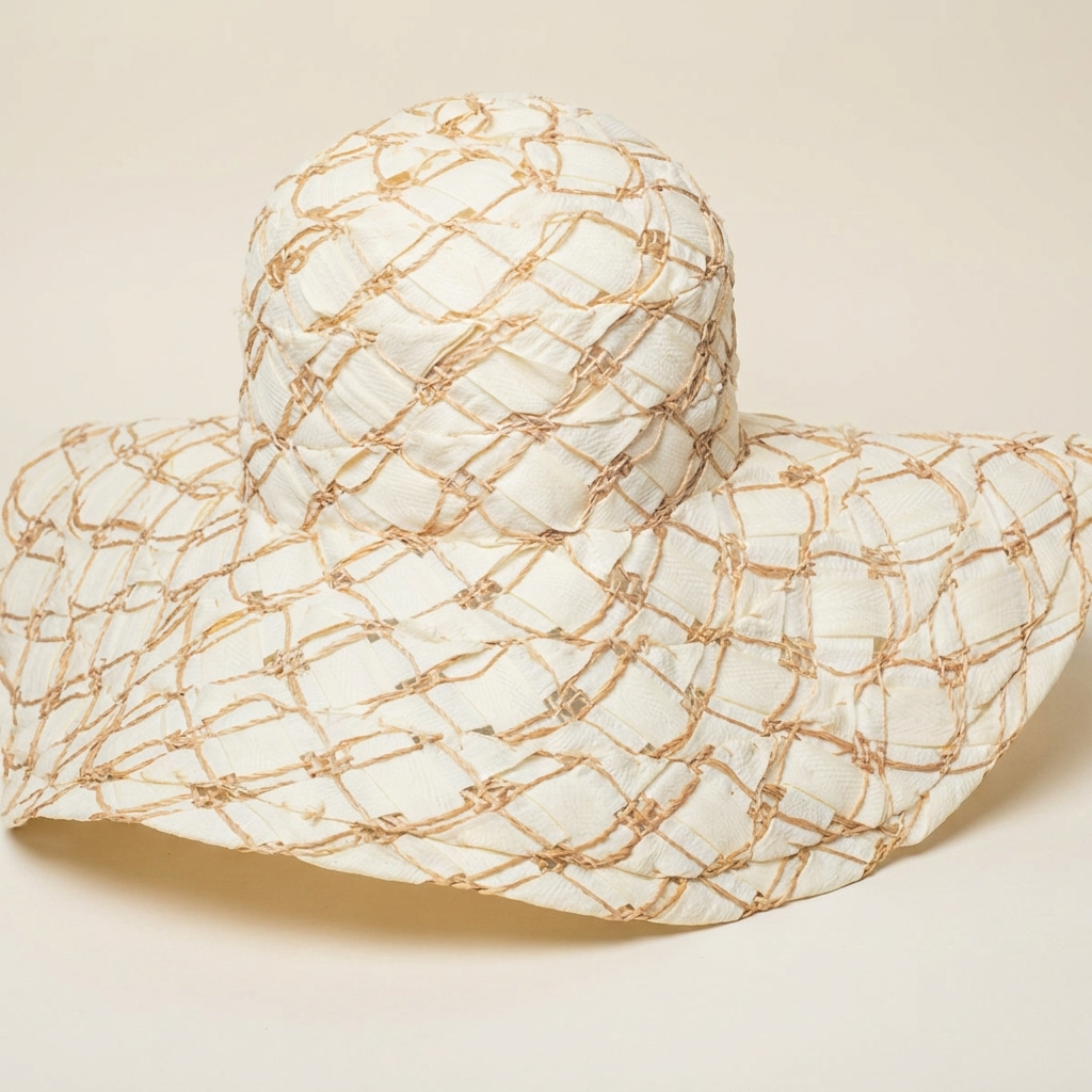Golden Lattice Floppy Hat – Ivory/Natural