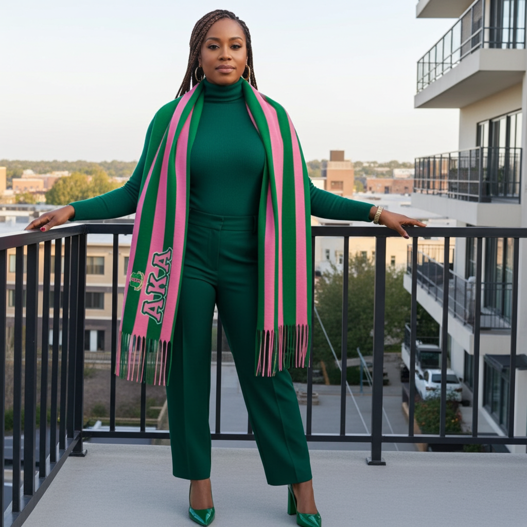 AKA Two-Tone Striped Fringe Shawl Scarf