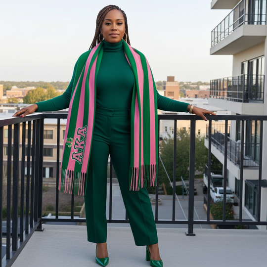 AKA Two-Tone Striped Fringe Shawl Scarf