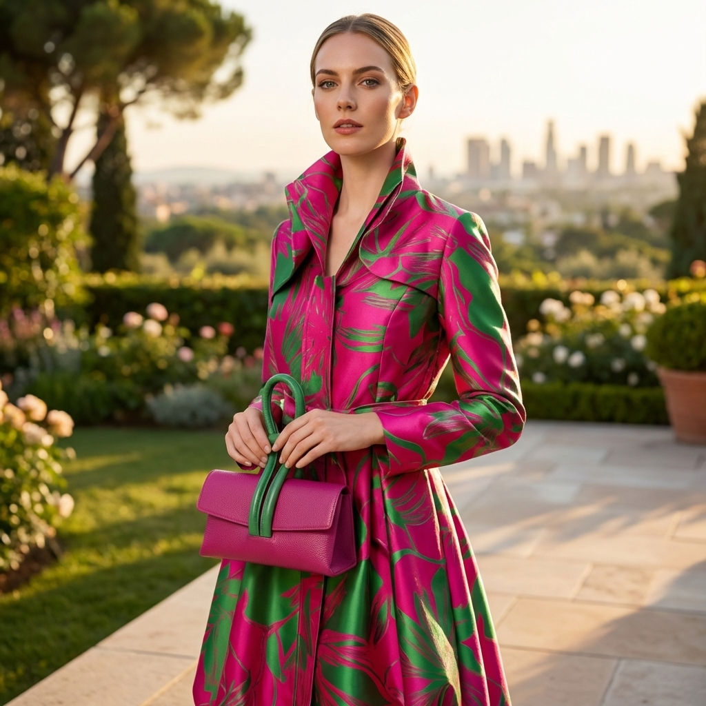 Riley Leather Clutch – Fuchsia Green