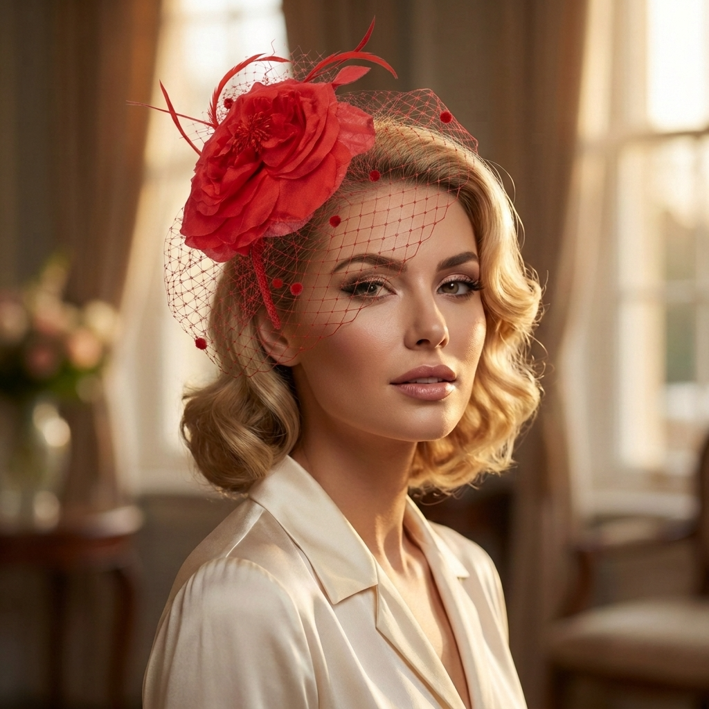 Gelber Seidenblumen-Schleier-Fascinator-Kamm