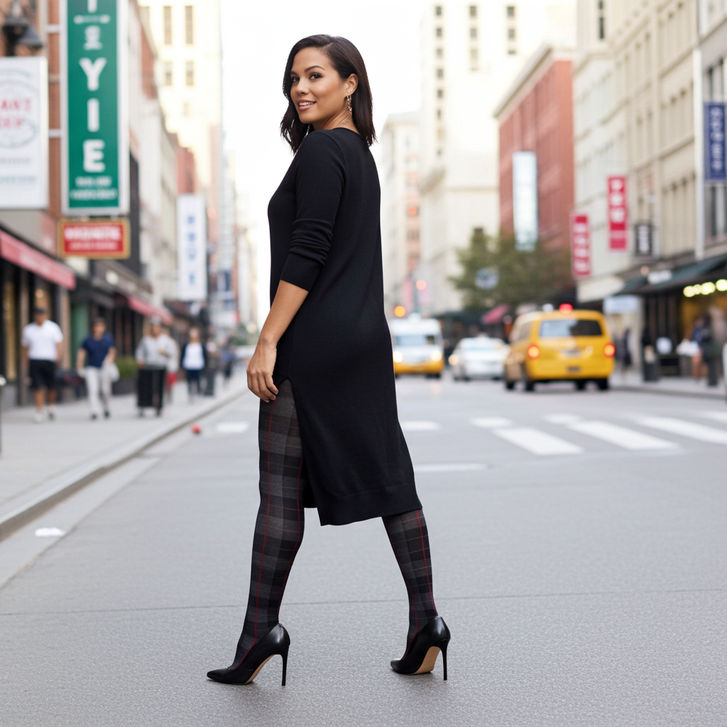 Tartan Plaid Sweater Tights - Reg & Plus