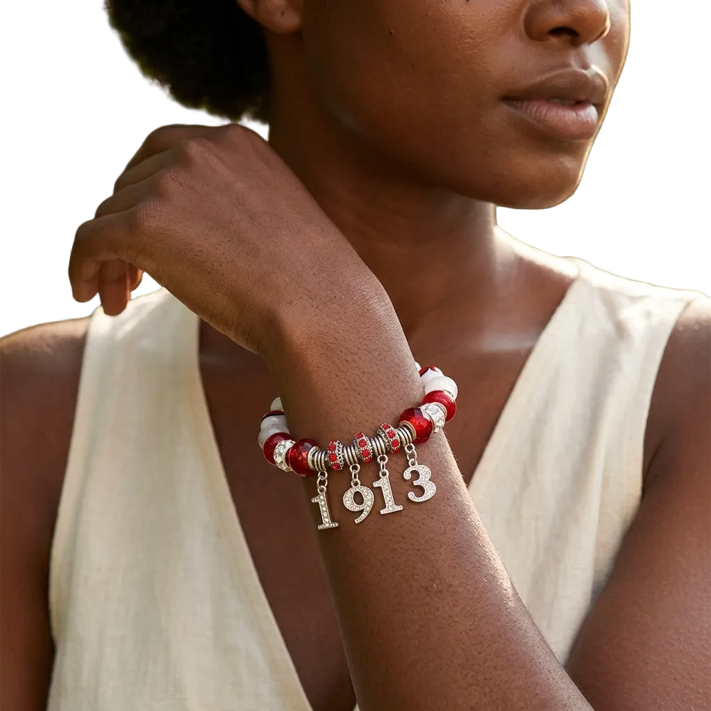 Delta Sigma Theta 1913 Charm Beaded Bracelet