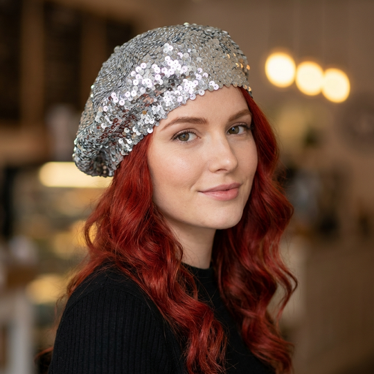 Boina de lentejuelas - Azul/Negro