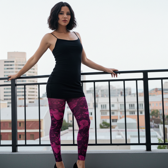 Pink Floral Printed Footless Tights