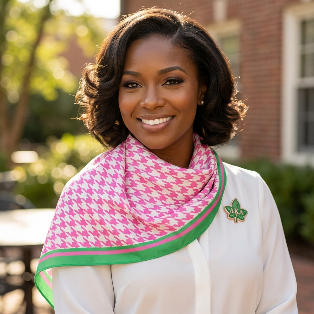 Pink & Green Houndstooth Color Story Square Scarf