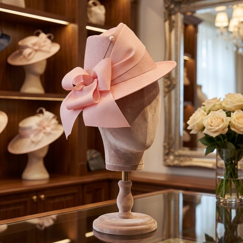 Blush Pink Fedora Hat with Statement Bow