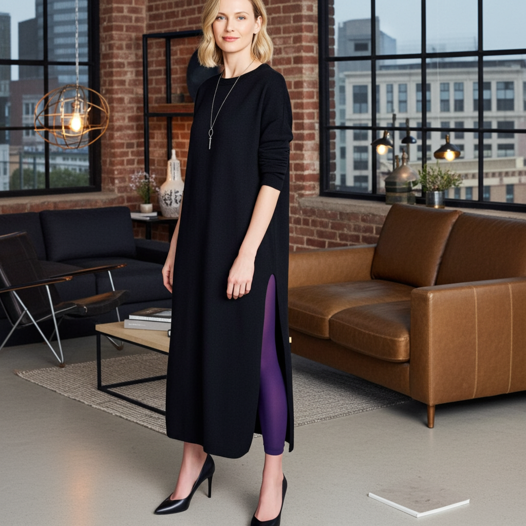 Purple Opaque Footless Tights