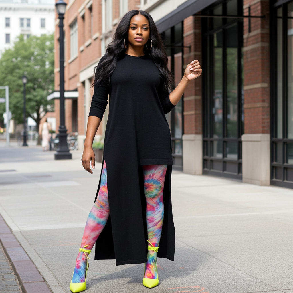 Color Burst Printed Tights