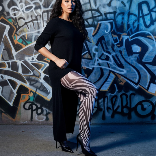 White Zebra Printed Tights