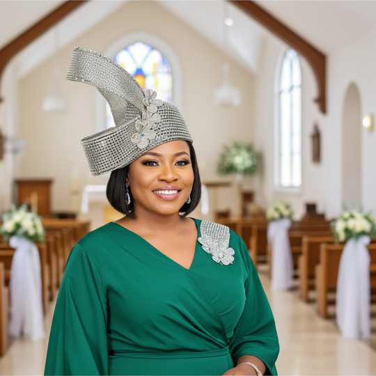 Lumiere Crystal Laden Bubble Hat - Silver