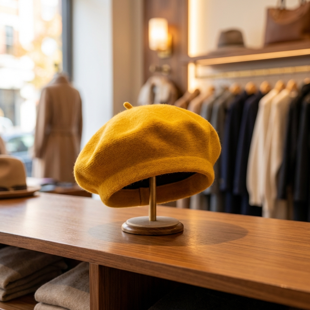 Classic Acrylic Beret - Gold