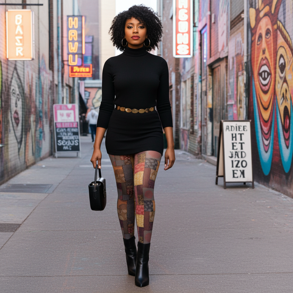 African Patchwork Print Patterned Tights – Multicolor Pantyhose