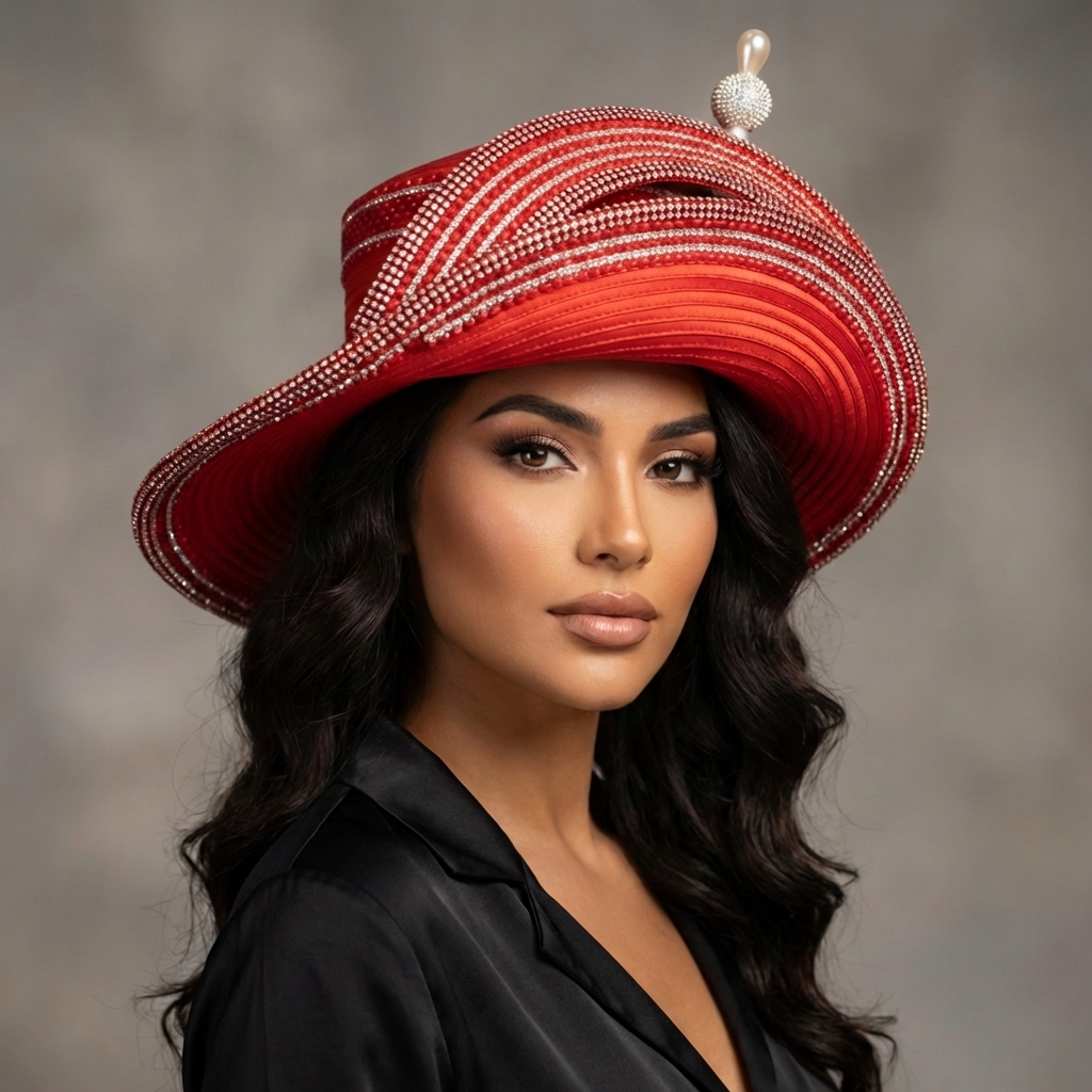 Sombrero de ala ancha con diseño de Sombrerero Loco y diamantes de imitación, color azul marino