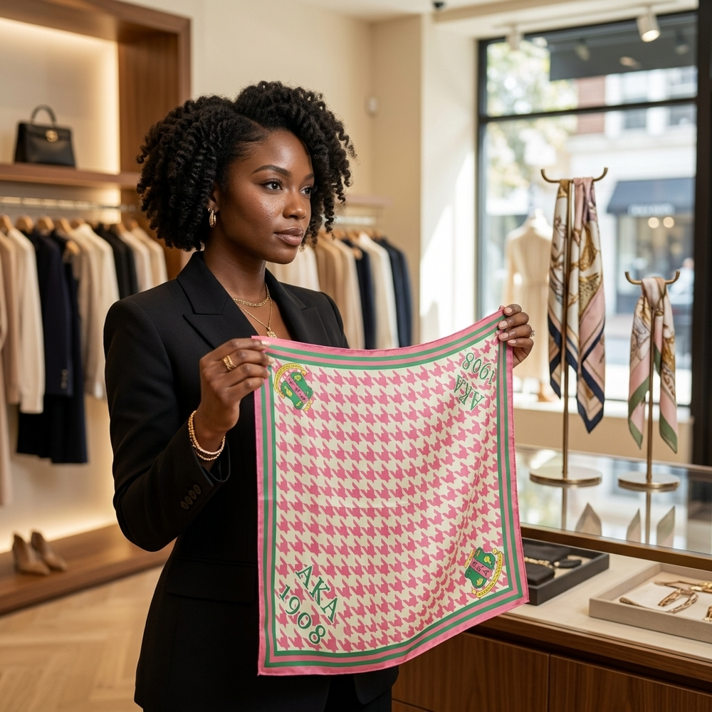 AKA Women’s Scarf – Green & Pink Leopard Print