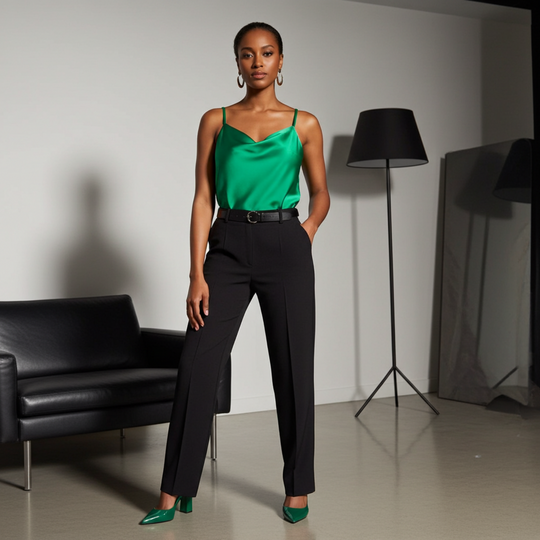 Silky Satin Solid Camisole - Green