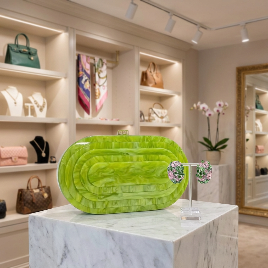 Citrine Deco Clutch – Acrylic Crossbody & Evening Bag