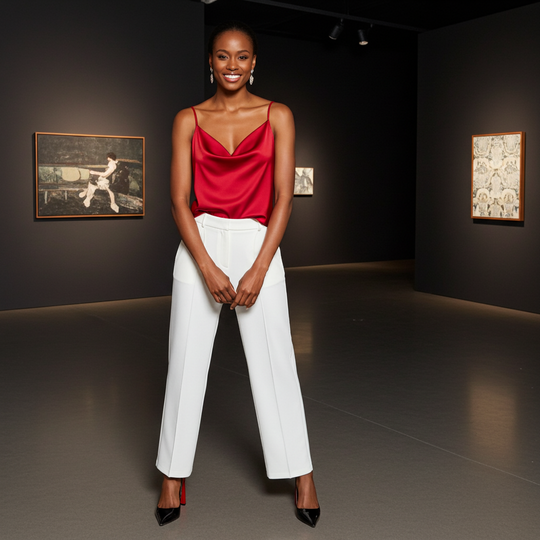 Silky Satin Solid Camisole - Red