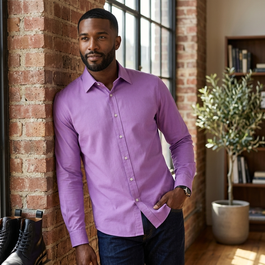 Tunika Hand-Dyed Lavender Pima Cotton Men’s Dress Shirt