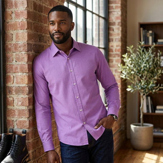 Tunika Hand-Dyed Lavender Pima Cotton Men’s Dress Shirt