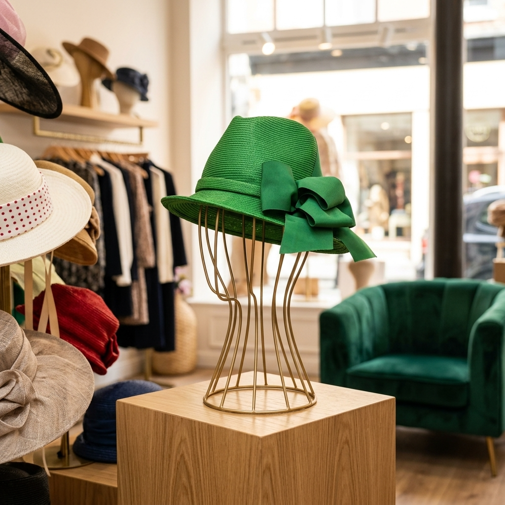 Blushfarbener Fedora-Hut mit Statement-Schleife