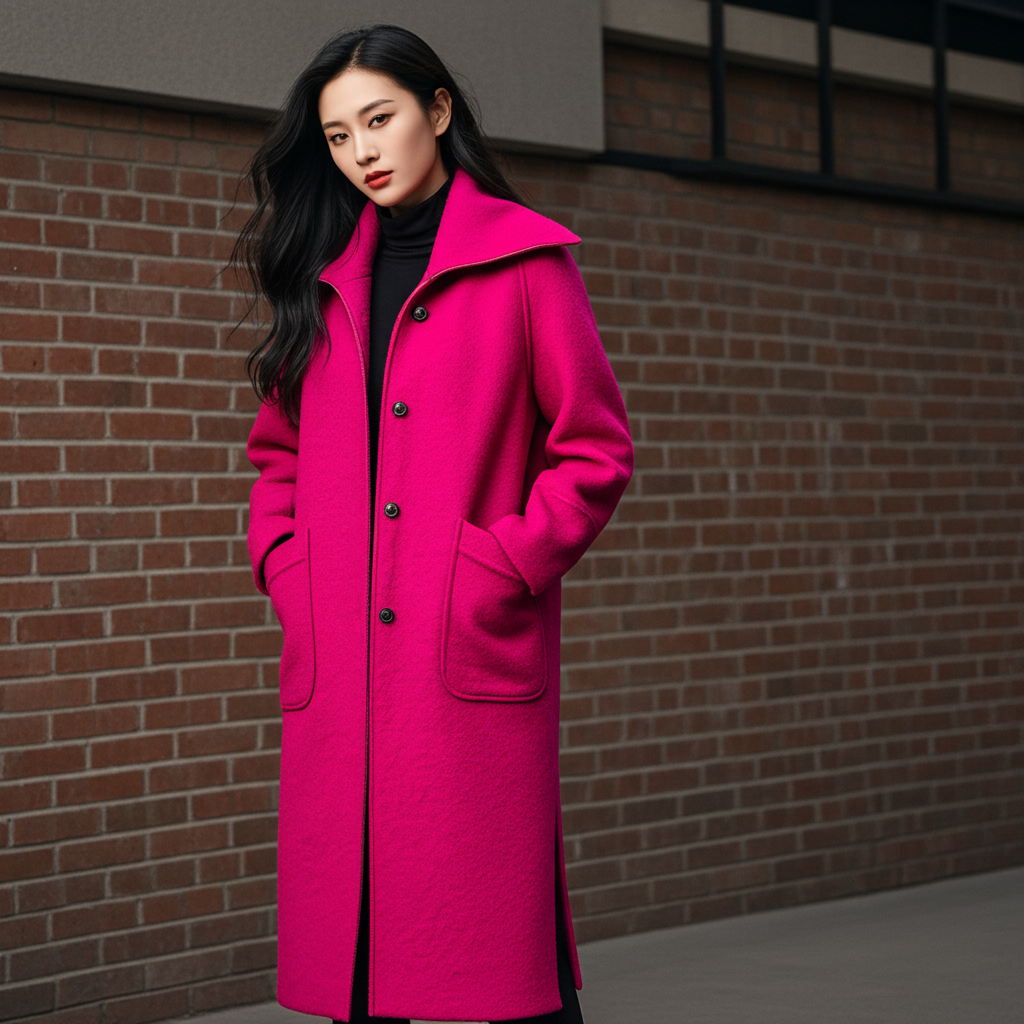 Pink Raw Seam Patch Pocket Coat