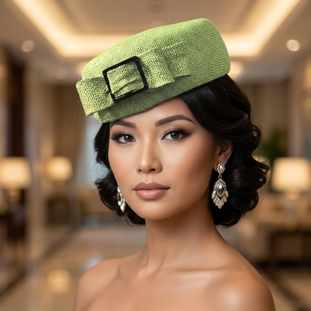 Tocado de flor de sinamay en dos tonos: azul lima