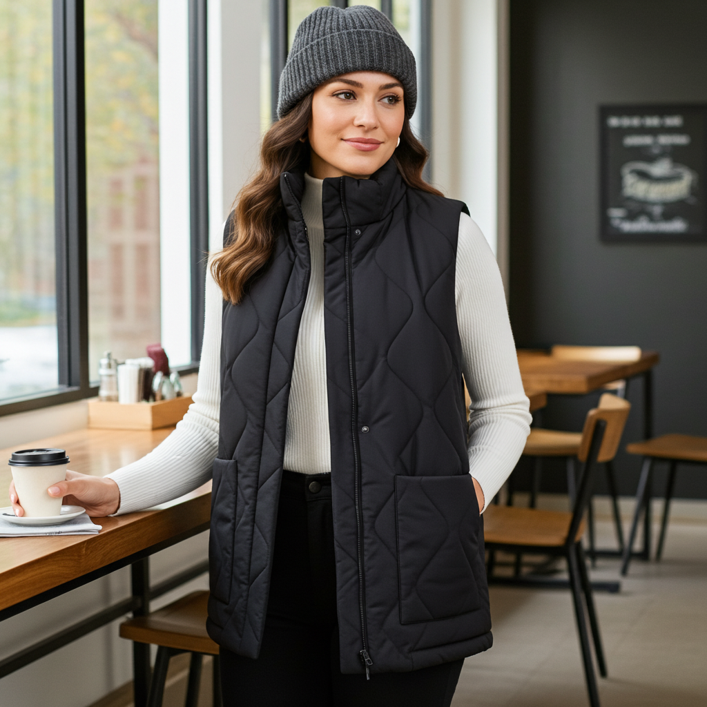 Devin Soft Quilted Mycra Pac Vest - Black