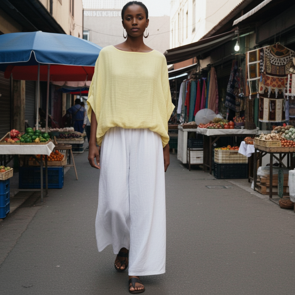 Wide Body Gauze Top - Mellon Yellow