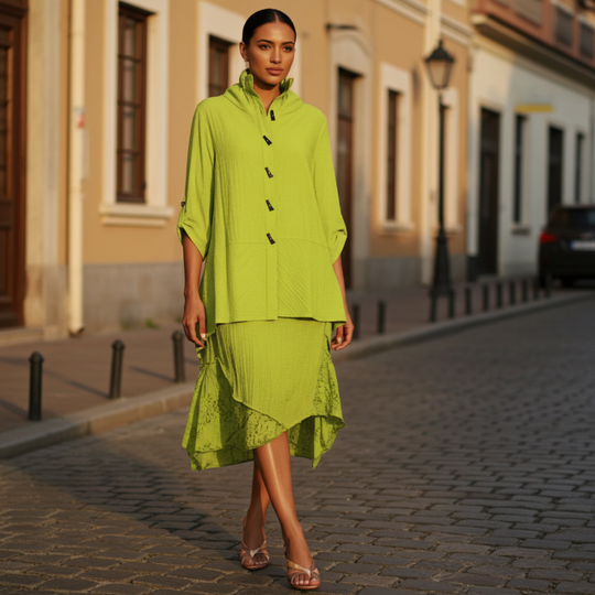 Jacket with Matching Angle Length Skirt