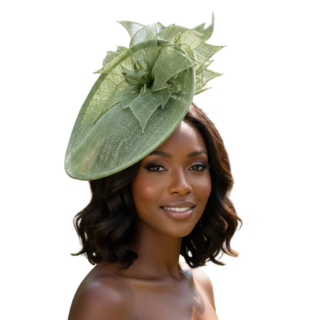 Sinamay Blumen-Fascinator mit Ober- und Unterteil: Limette