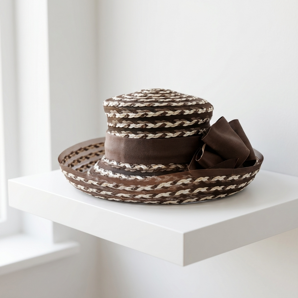 Eric Javits Braided Upturn Hat – Brown & Tan Mixed Weave