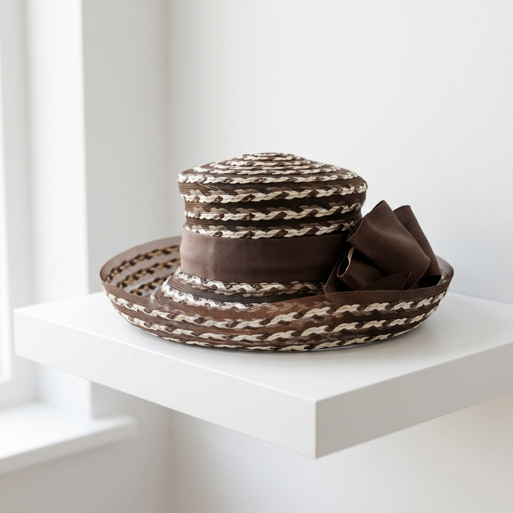Eric Javits Braided Upturn Hat – Brown & Tan Mixed Weave