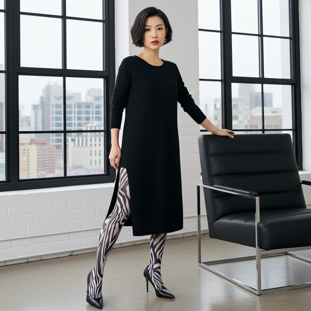 White Zebra Printed Tights