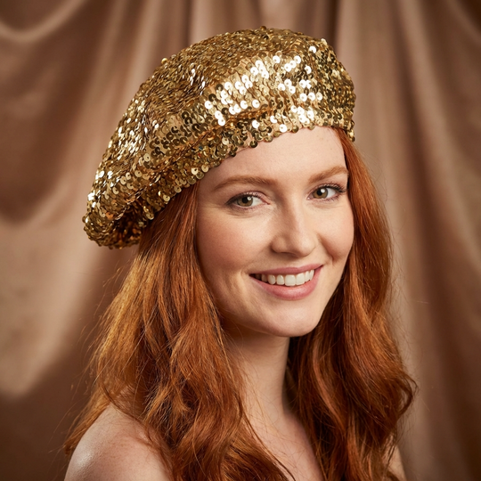 Boina de lentejuelas - Azul/Negro