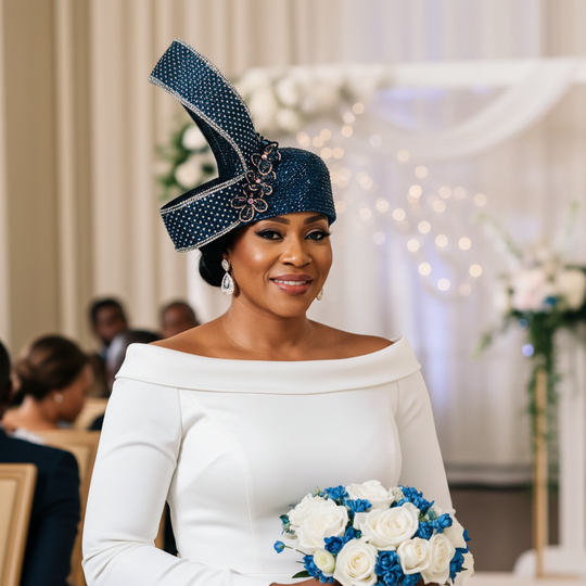 Lumiere Crystal Laden Bubble Hat - Navy