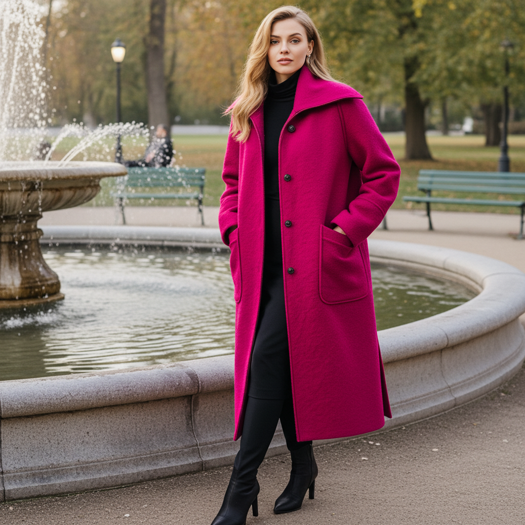 Pink Raw Seam Patch Pocket Coat