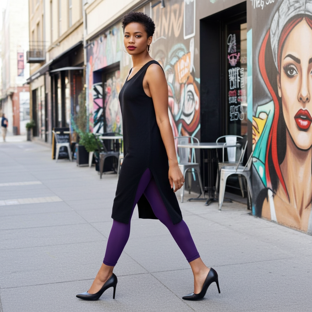 Purple Opaque Footless Tights